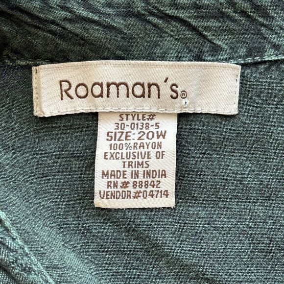 ROAMANS Boho Top Green Embroidered Button Shirt Forest Fairy - Picture 7 of 8